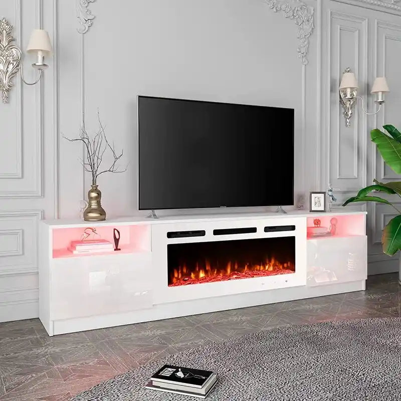 36 Electric Fireplace TV Stand, Entertainment Center & TV Console for TVs up to 80, Modern Fireplace Heater for Living Room
