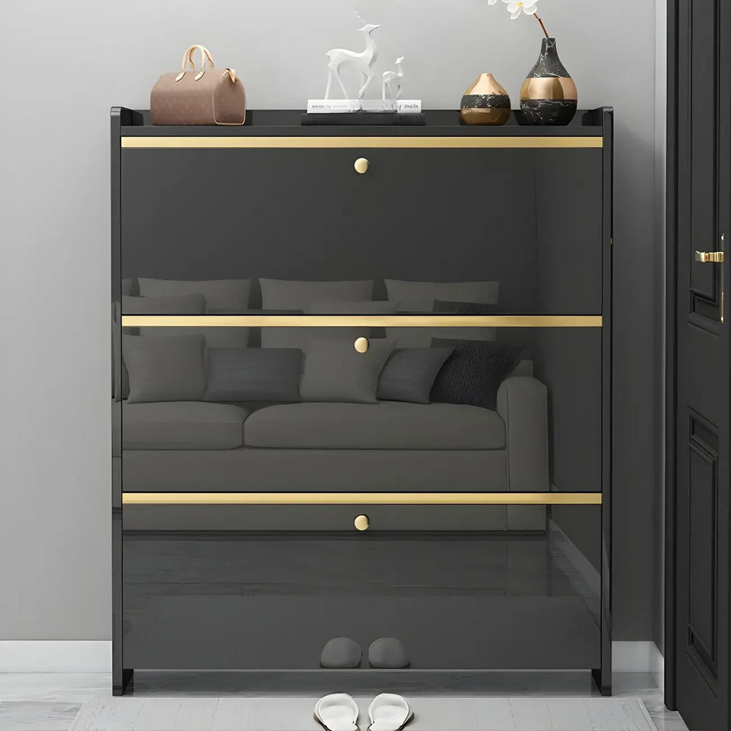 Entryway Glam Black Shoe Storage with Adjustable Shelves
