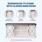 Farmhouse TV Stand for TVs Up to 65, Entertainment Center with Sliding Barn Doors & Storage Cabinets, Media Console Table for Living Room, Bedroom