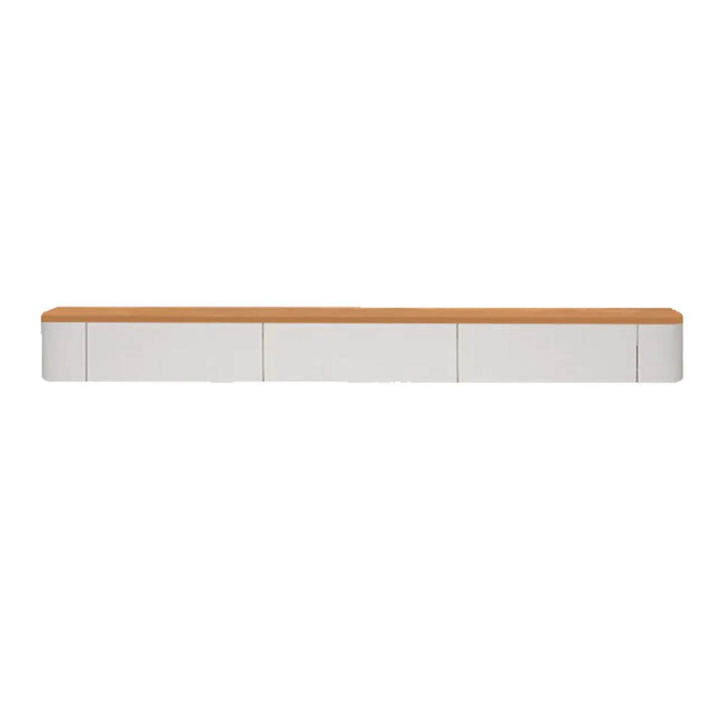 Contemporary Long White Wood Floating TV Stand with Drawers
