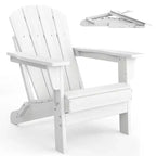 Folding Adirondack Chairs Set of 2 with Side Table, HDPE Plastic Wood Texture, 380lbs Capacity,Weather Resistant Outdoor Set for Patio, Deck,Fire Pit