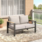 Aluminum Patio Furniture Set, Outdoor Sectional Sofa with 5 Thick Cushions, 4 Armrests & Coffee Table for Garden, Deck, Backyard