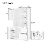 62 Tall Bathroom Storage Cabinet, Freestanding Floor Storage Cabinet With Drawer & Adjustable Shelf, Pantry Storage Cabinet For Bathroom Living Room