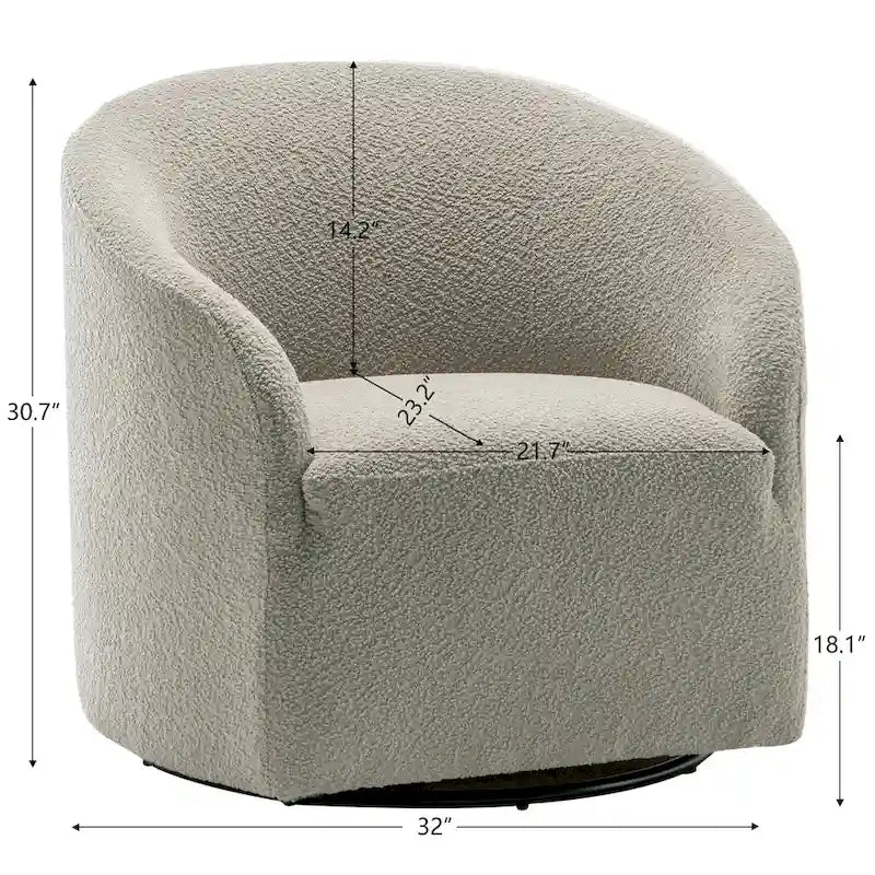 KINWELL 32 W Boucle Upholstered Swivel Barrel Armchair (Set of 2)