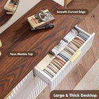 9 Drawers Fluted Dresser, Modern Chest, Wooden Dresser TV Stand, Curved Profile Design, for Living Room, Hallway