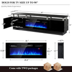 80 2 Tier TV Console Stand for TVs Up to 90,with 36 Electric Fireplace