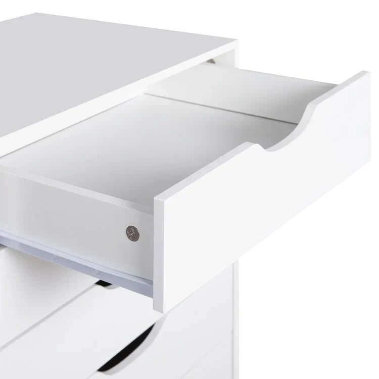 Narrow Wooden 9-Drawer Cabinet with Smooth-Glide Drawers and Top Storage Shelf