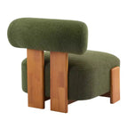 Modern Boucle Accent Chair with Rolled Backrest, Solid Wood Frame, Upholstered Accent Seating for Living Room, Bedroom, or Office