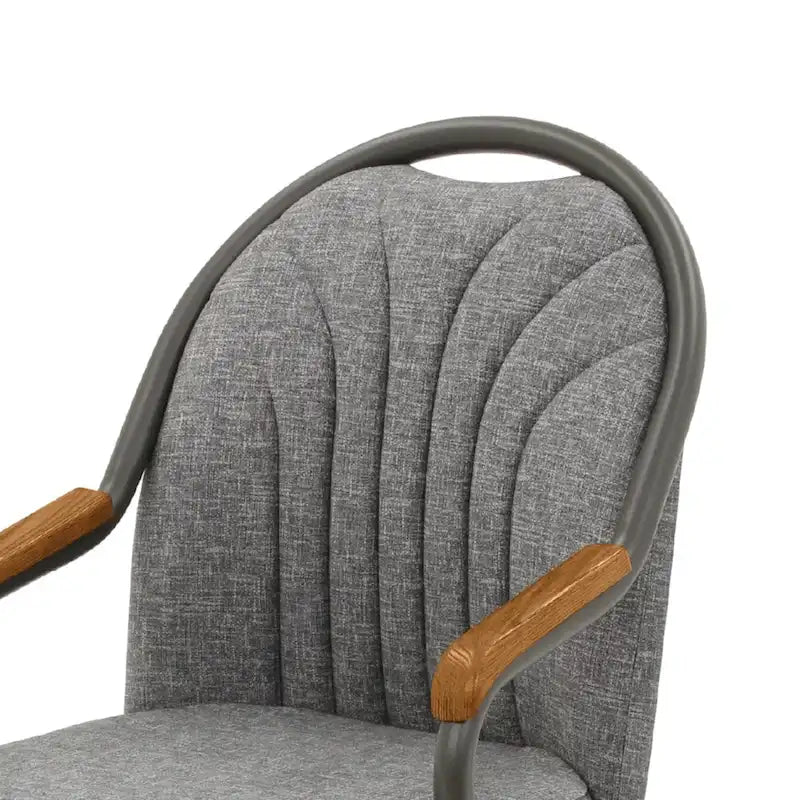 Chromcraft Douglas Caster Dining Chairs in Chestnut, Gray Finish (Set of 2)