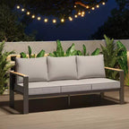 Aluminum Patio Furniture Set, Outdoor Sectional Sofa with 5 Thick Cushions, 4 Armrests & Coffee Table for Garden, Deck, Backyard