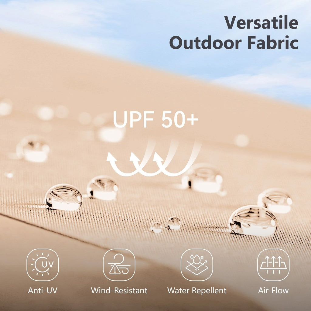 15-foot Rectangular Crank Double-sided Outdoor Market Umbrella Solar LED Lighted Patio Umbrella with Base Included
