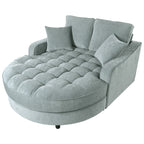 Chenille Chaise Lounge Sofa Bed, Upholstered Sofa Couch with Tufted Backrest and 2 Detachable Pillows for Living Room