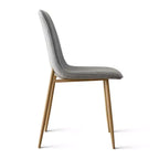 5-Piece Round Dining Set, 37 Pedestal Table with Wood-Look Top and Upholstered Curved Chairs, Modern Style-Panipeachy