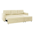 Convertible Reversible Sectional Sofa with Pull-Out Sleeper Bed, Hidden Storage Chaise, and Durable Legs