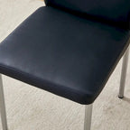 Luxury Simple Chair Set of 6 PU High Resilience Dining Chair with Metal Silver Leg Kitchen Armless Side Chair