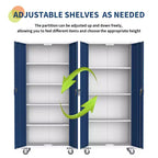 72 H Locker Storage Cabinet - Heavy Duty Metal Cabinet with 2 Doors & 4 Adjustable Shelves, Lockable Garage Office Organization Utility - Blue