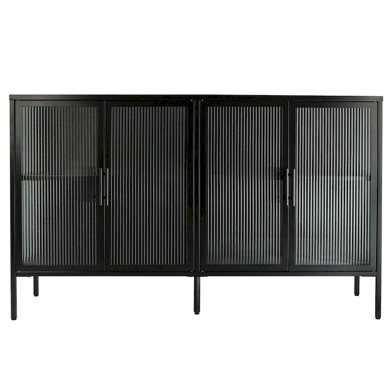 Metal Tempered Glass Cabinet with Adjustable Shelf