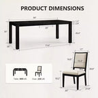 Modern Dining Set - 80 Table + 6 Cushioned Chairs, Solid Wood Frame, 400lbs Table Capacity, Easy Assembly