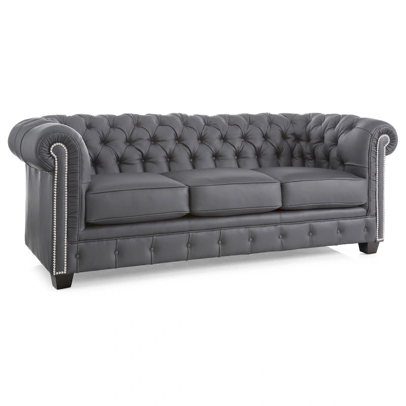 Hancock Tufted Top Grain Italian Leather Chesterfield Sofa - 31 H x 86 W x 40 D