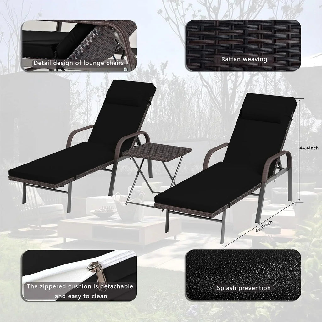 Kullavik 3-PiecesOutdoor Chaise Lounge Set