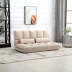 Convertible Floor Sofa Chair, Folding Couch Bed, Guest Chaise Lounge with 2 Pillows, Adjustable Backrest and Headrest, 51.25 L