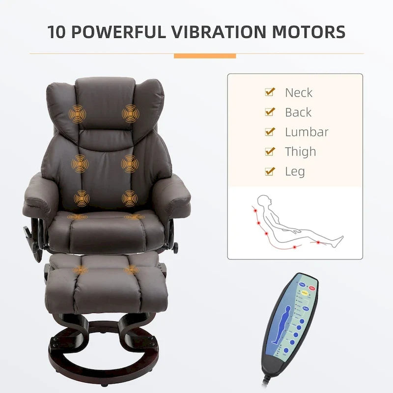 HOMCOM Massage Recliner Chair with Ottoman Footrest