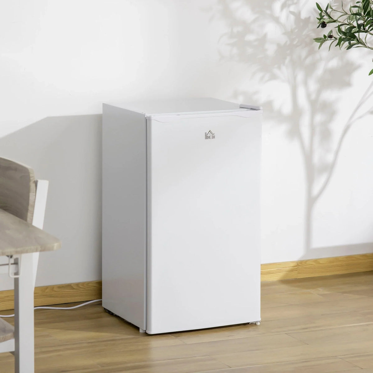 HOMCOM 3.2 Cu.Ft Mini Fridge with Freezer, Single Door Compact Refrigerator with Adjustable Thermostat for Bedroom