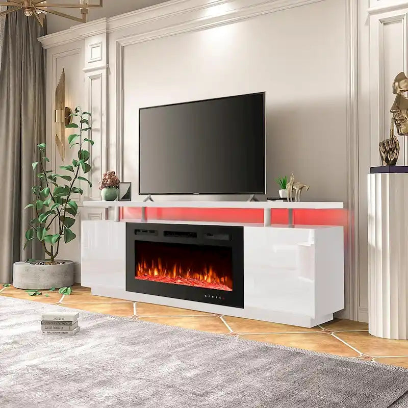 36 Electric Fireplace TV Stand, Entertainment Center & TV Console for TVs up to 80, Modern Fireplace Heater for Living Room