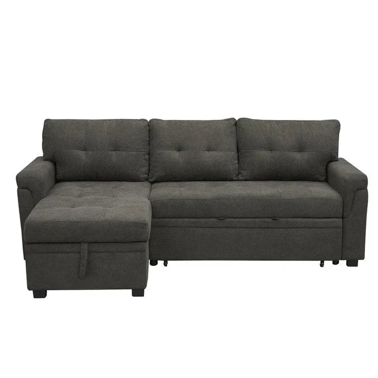 Convertible Reversible Sectional Sofa with Pull-Out Sleeper Bed, Hidden Storage Chaise, and Durable Legs