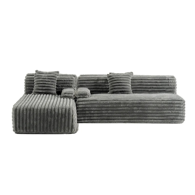 Cloud Sectional Sofa, Modern Upholstered Couch with 2 Throw Pillows, Free-Combined Sofa, Modular Sectional L Shaped Couch