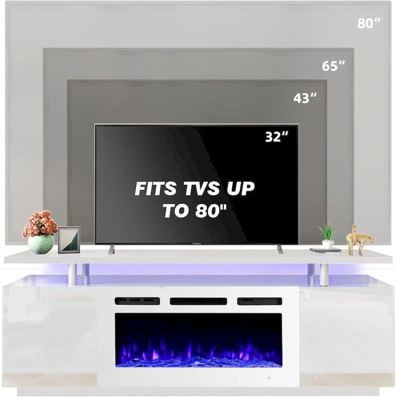 36 Electric Fireplace TV Stand, Entertainment Center & TV Console for TVs up to 80, Modern Fireplace Heater for Living Room