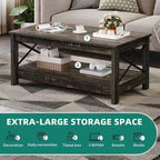 Farmhouse Coffee Table with Storage 2-Tier Center Table for Living Room