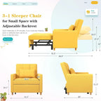AECOJOY 3 in 1 Sleeper Sofa Chair w/ Pillow &Convertible Backrest