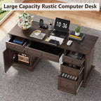 60 Farmhouse Executive Desk for Home Office - Wooden Writing Desk with Drawers, Cabinet Storage, Rustic Home Office Desk for Work Study