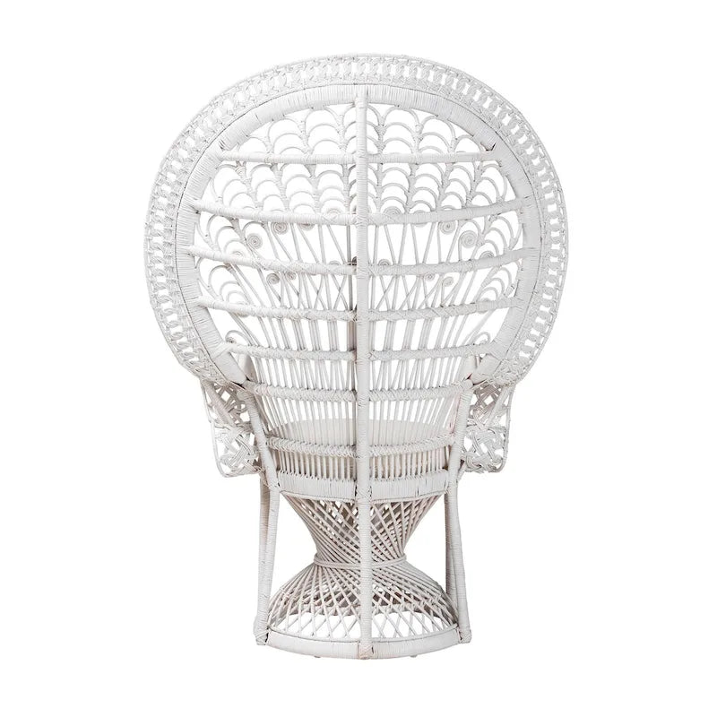 Kallima Modern Bohemian White Natural Rattan Peacock Chair