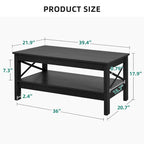Farmhouse Coffee Table with Storage 2-Tier Center Table for Living Room
