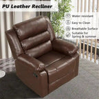 Breathable PU Leather Manual Recliner Chair with Overstuffed Arm and Back