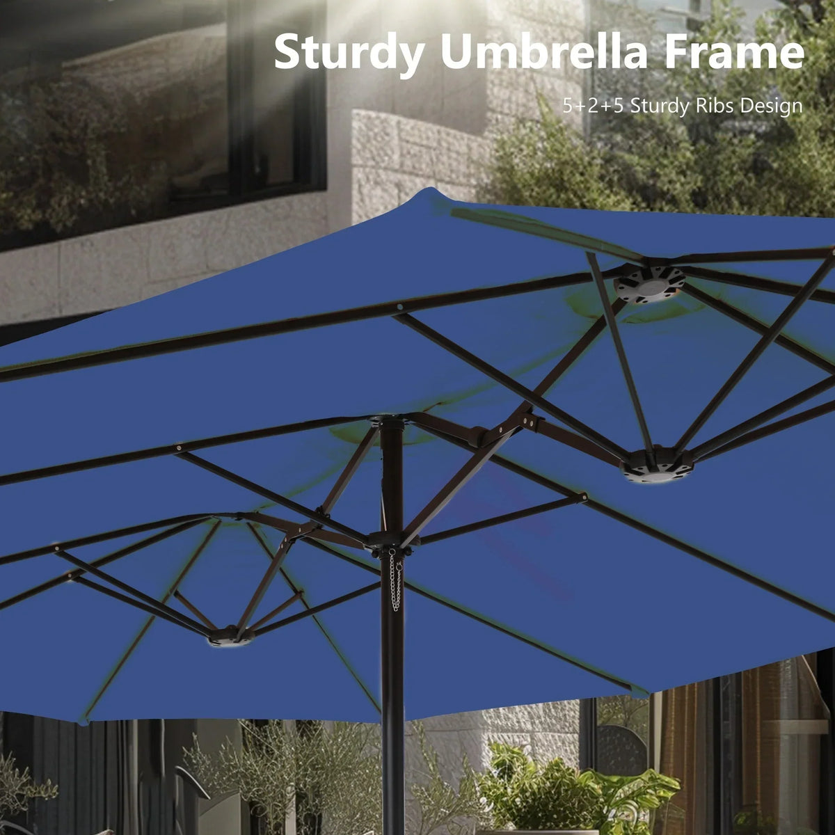 MAISON ARTS 15ft Double-Sided Patio Extra Large Twin Umbrella with Base Included