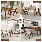 Gymax Set of 4 Dining Chairs Folding Kitchen Chair w/ Rubber Wood Legs