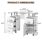 Manicure Table Nail Desk Station with Dust Collector, Locking Castors, Wrist Cushion & Storage for Home, Nail Tech & Beauty Salon