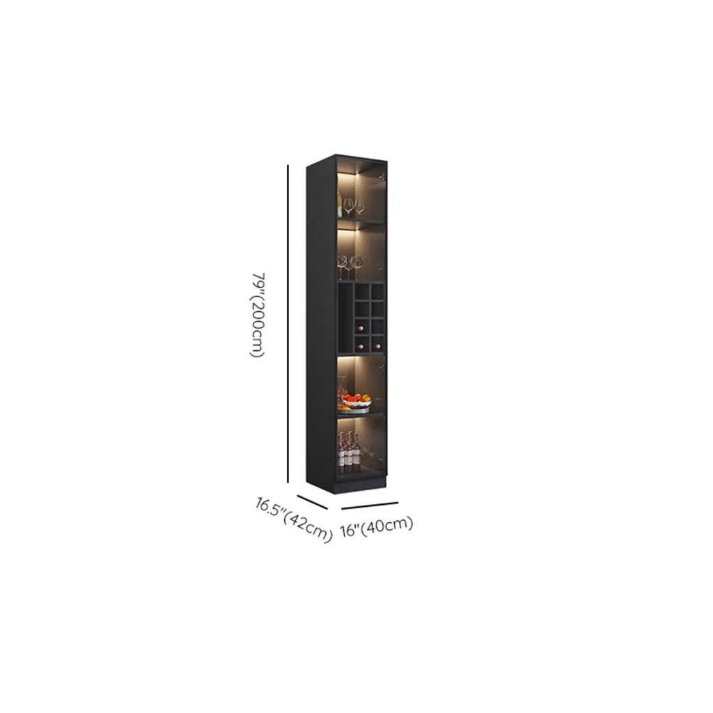 Minimalist Black Wooden Wine Rack Cabinet with Glass Door