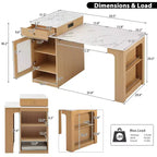 59.5 Kitchen Island with Extendable Dining Table, Double-Sided Storage & Power Outlet, Natural