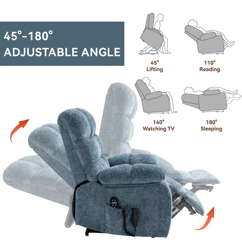 Dual Motor Power Lift Recliner Chair with Massage and Heat for Elderly People, Large Lazy Single Boy Recliners with Power-Remote