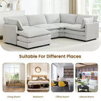 Modern 113.4D*79.13W Oversized Corduroy Modular 5-Seat Sectional Sofa Set with Ottoman U Shaped Sofa Couch with Corner Sofa,HYLEORY