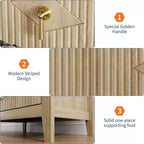 2Pcs Fluted Wood Nightstands, 27.5 Wide 3-Drawer Dresser Set, Modern Bedside Tables, Chest of Drawers for Bedroom, Living Room