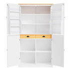 40.2x20x71.3 High Freestanding Kitchen Pantry Large Cupboard Storage Cabinet with 2 Drawers 2 Adjustable Shelves 8 Door Shelves