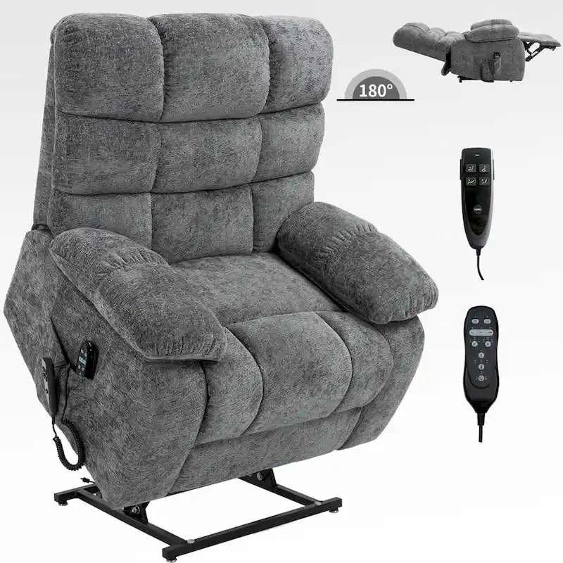 Dual Motor Power Lift Recliner Chair with Massage and Heat for Elderly People, Large Lazy Single Boy Recliners with Power-Remote