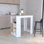 Kitchen Island with 1-Door Cabinet Push to open System and Side Shelves