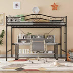 Loft Bed Twin Size with Removable Ladder & Full Safety Guardrail, Twin Loft Bed Heavy-Duty Metal Frame 400 Lbs Weight Capacity, Space Saving