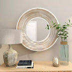 35x35 Wooden Wall Mirror with White Wash Effect Cream - Olivia & May: No Assembly, MDF Frame, Indoor Use